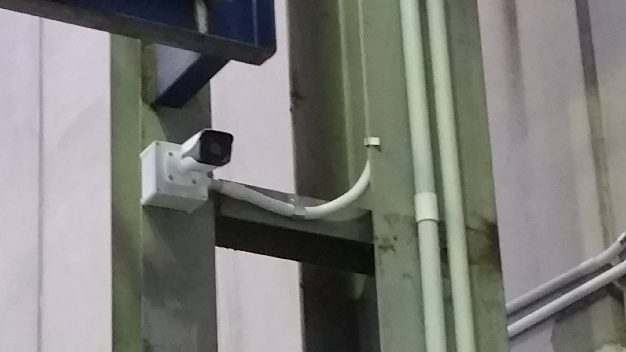 Close up view of security camera installation