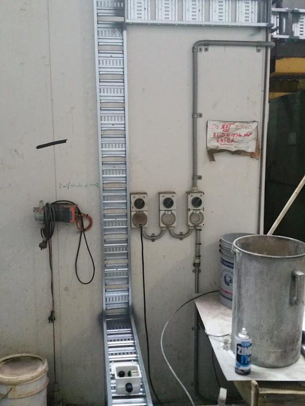 Installation view of new cable trays for power supply cable