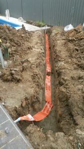 Underground power warning tape for outdoor swimming pool