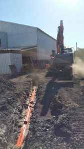 Underground cable trench completed