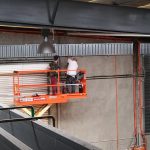 Cable tray being installed