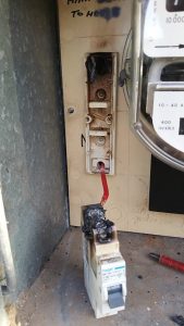 Heat damage shown when circuit breaker was removed for inspection